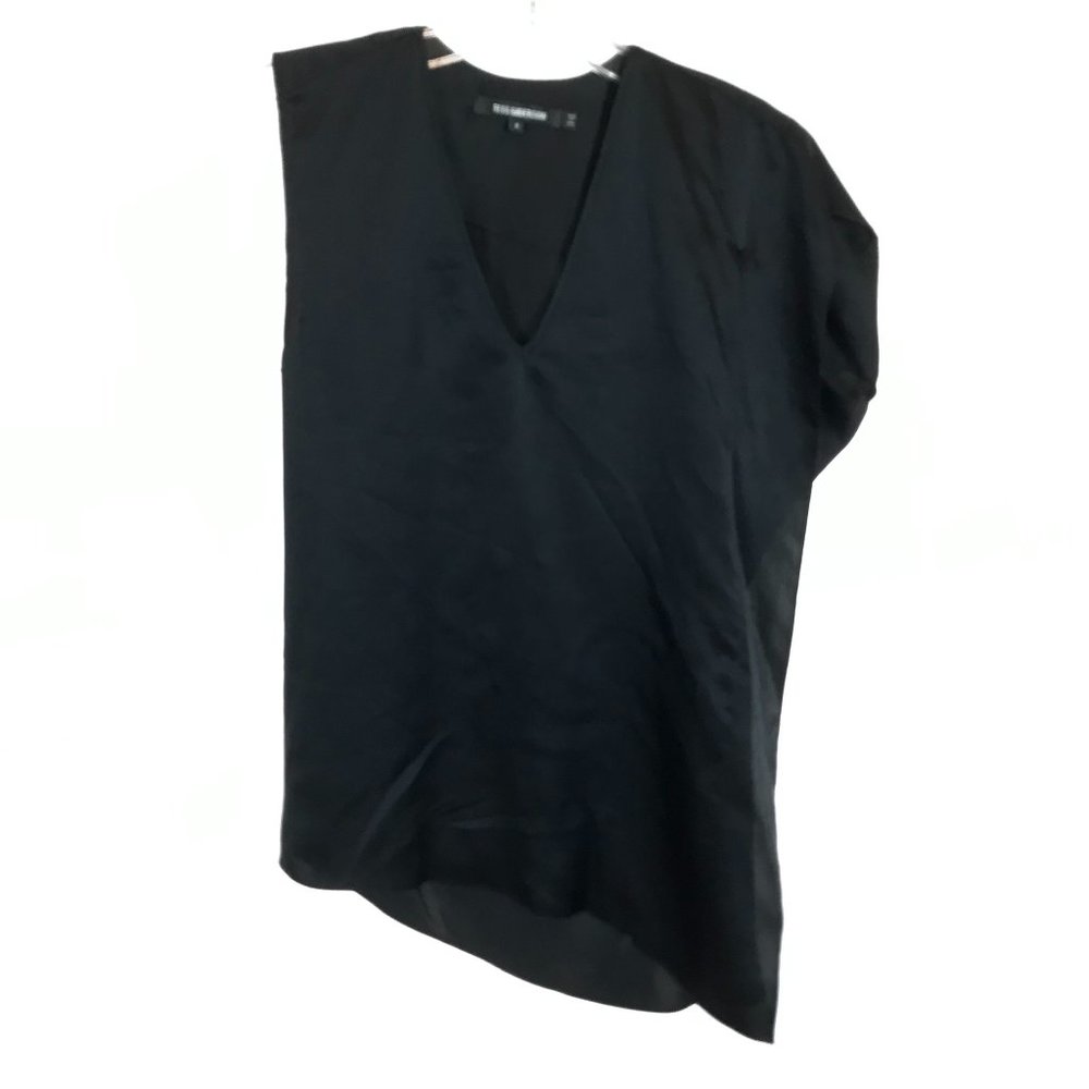 Womens Size 4 Tess Giberson Black Pure Silk Asymmetric Top